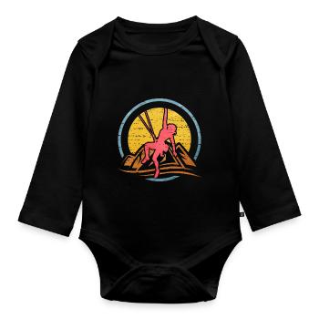 Geschenkidee Kletterin Bergsterigerin Frauenpower - Baby Bio-Langarm-Body - Schwarz - Vorne