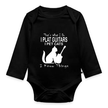 Cat Katze - Organic Longsleeve Baby Bodysuit - black - Front