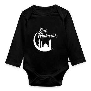 Eid Mubarak Islam Muslim Ramadan Mubarak Gift - Organic Longsleeve Baby Bodysuit - black - Front