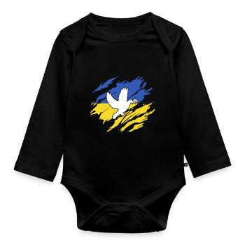 Dove of Peace Ukraine - Organic Longsleeve Baby Bodysuit - black - Front