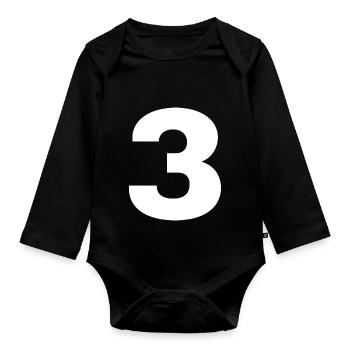 Tshirt numéro 3 - Body Bébé bio manches longues - noir - Devant