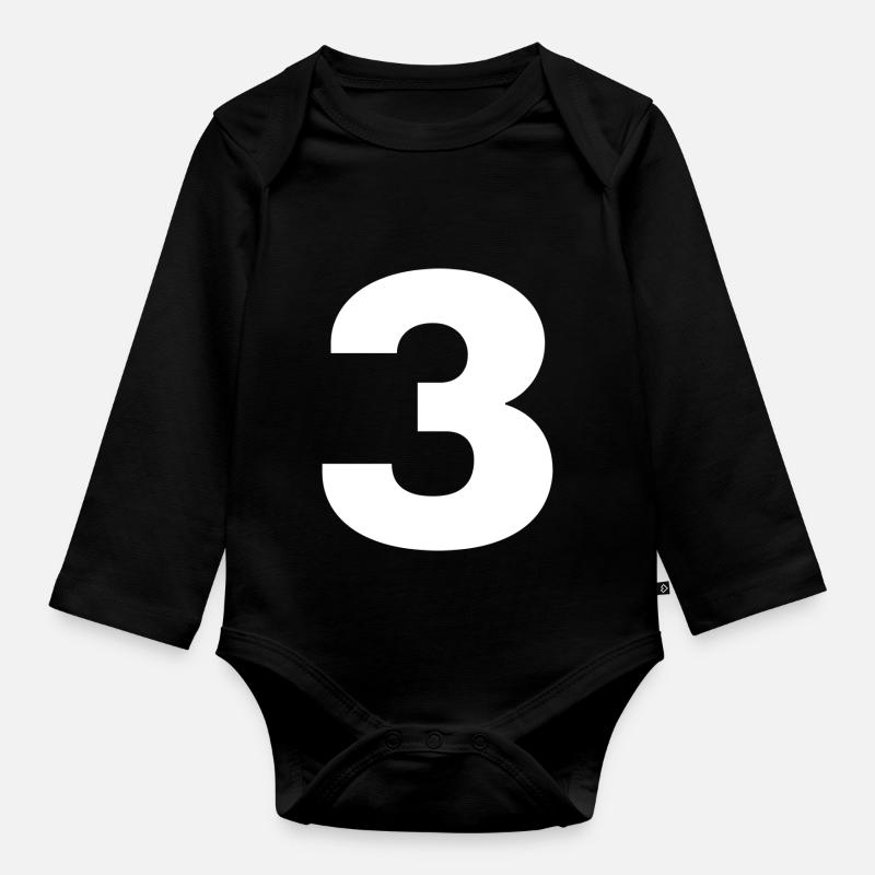 Tshirt numéro 3 - Body Bébé bio manches longues - noir