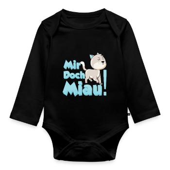 Mir Doch Miau - Katzen - Baby Bio-Langarm-Body - Schwarz - Vorne