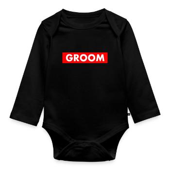 Groom - Organic Longsleeve Baby Bodysuit - black - Front