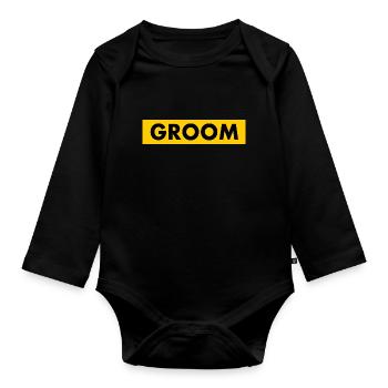 Groom - Organic Longsleeve Baby Bodysuit - black - Front