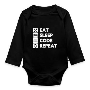 Eat Sleep Code Repeat Coder Programmer Software De - Baby Bio-Langarm-Body - Schwarz - Vorne