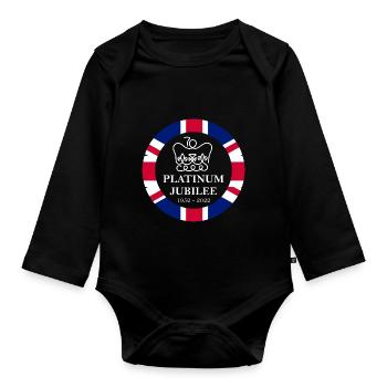 Platin-Jubiläum - 2022 - Britische Königinmonarchie - Baby Bio-Langarm-Body - Schwarz - Vorne