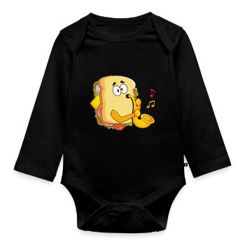 Saxophonist Saxophone Cheese Music Musicians - Organic Longsleeve Baby Bodysuit - black - Front