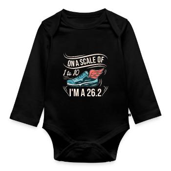 26.2 Meilen Marathon - Marathonläufer - Baby Bio-Langarm-Body - Schwarz - Vorne