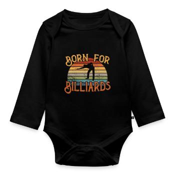 Born for Billiards / Billiard Snooker - Baby Bio-Langarm-Body - Schwarz - Vorne