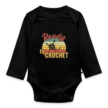 Ready to Crochet / Häkeln - Organic Longsleeve Baby Bodysuit - black - Front