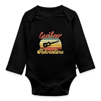 Guitare Aventure / Gitarre - Body Bébé bio manches longues - noir - Devant