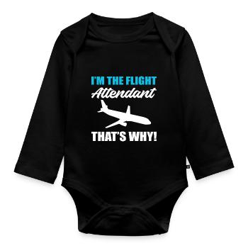 The Flight Attendant Stewardess Gift - Organic Longsleeve Baby Bodysuit - black - Front