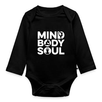 Mind Body Soul Meditate Spirituality Relaxation Me - Baby Bio-Langarm-Body - Schwarz - Vorne