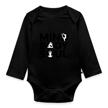 Mind Body Soul Meditate Spirituality Relaxation Me - Baby Bio-Langarm-Body - Schwarz - Vorne
