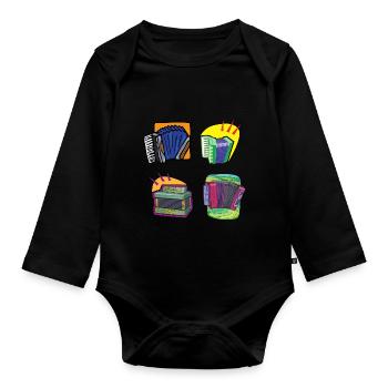 Accordion Polka Accordionist Concertina Squeeze - Baby Bio-Langarm-Body - Schwarz - Vorne