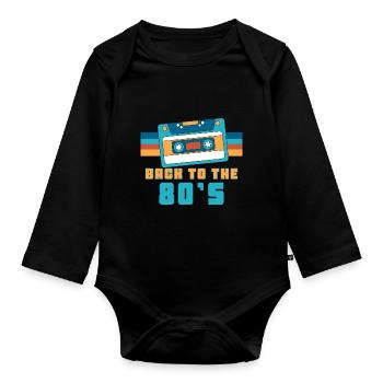 Cassette Back To 80's Gift 80s Party - Organic Longsleeve Baby Bodysuit - black - Front