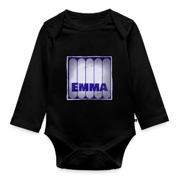 Nom Emma Idée Cadeau - Body Bébé bio manches longues - noir - Devant