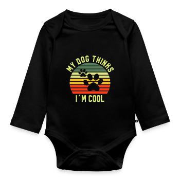 My Dog Things In Cool Dog - Organic Longsleeve Baby Bodysuit - black - Front