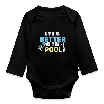 Swimmers Swimming 50 meters track Breaststroke - Organic Longsleeve Baby Bodysuit - black - Front