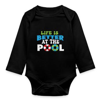 Swimmers Swimming 50 meters track Breaststroke - Organic Longsleeve Baby Bodysuit - black - Front