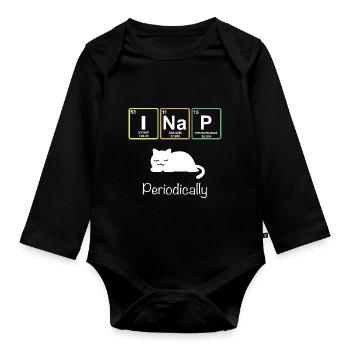 I Nap Cat Periodic Table Teacher T Shirt Gift - Organic Longsleeve Baby Bodysuit - black - Front