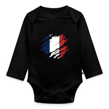 France Flag - Organic Longsleeve Baby Bodysuit - black - Front