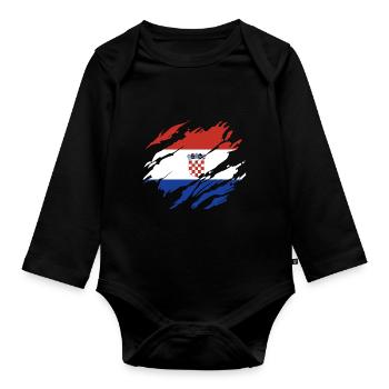 Croatia Flag - Organic Longsleeve Baby Bodysuit - black - Front
