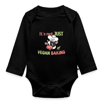 It's not just vegan baking - Organic Longsleeve Baby Bodysuit - black - Front