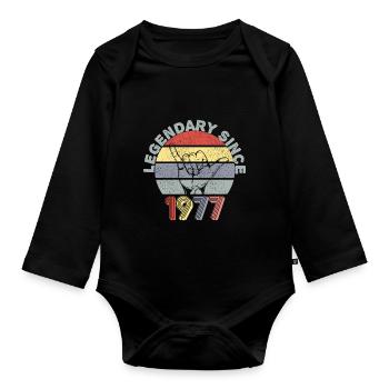 1977 | Vintage Legendary since 1977 Anniversary - Organic Longsleeve Baby Bodysuit - black - Front