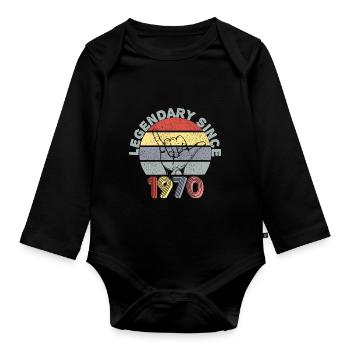 1970| Vintage Legendär seit 1970 Jubiläum - Baby Bio-Langarm-Body - Schwarz - Vorne
