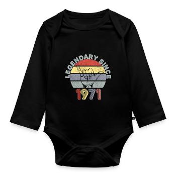 1971| Vintage Legendär seit 1971 Jubiläum - Baby Bio-Langarm-Body - Schwarz - Vorne