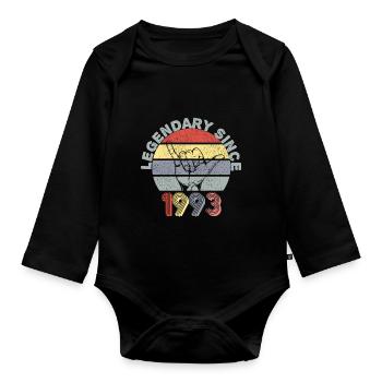 1993 | Vintage Legendär seit 1993 Jubiläum - Baby Bio-Langarm-Body - Schwarz - Vorne