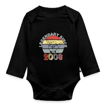 2008 | Vintage Legendary since 2008 Anniversary - Organic Longsleeve Baby Bodysuit - black - Front