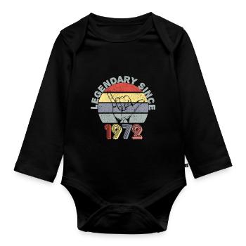 1972| Vintage Legendary since 1972 Anniversary - Organic Longsleeve Baby Bodysuit - black - Front
