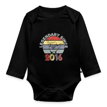 2016 | Vintage Legendär seit 2016 Jubiläum - Baby Bio-Langarm-Body - Schwarz - Vorne