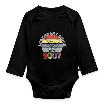 2007 | Vintage Legendary since 2007 Anniversary - Organic Longsleeve Baby Bodysuit - black - Front