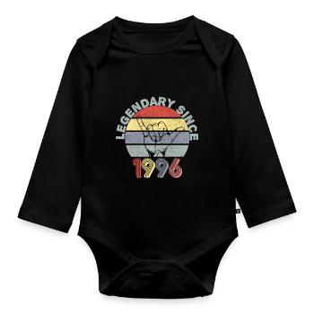 1996 | Vintage Legendär seit 1996 Jubiläum - Baby Bio-Langarm-Body - Schwarz - Vorne