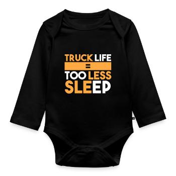 Lkw-Leben = zu wenig Schlaf - Baby Bio-Langarm-Body - Schwarz - Vorne