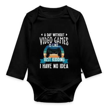 A day without video games funny video gamer - Body Bébé bio manches longues - noir - Devant