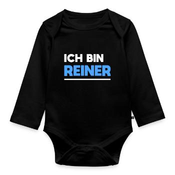 Reiner Name Spruch für stolze Reiner - Baby Bio-Langarm-Body - Schwarz - Vorne