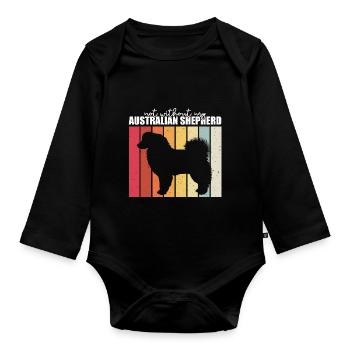 Cadeau de berger australien - Body Bébé bio manches longues - noir - Devant