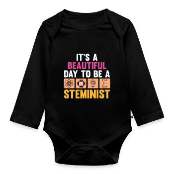 It's a beautiful day to be a Steminist - Baby Bio-Langarm-Body - Schwarz - Vorne