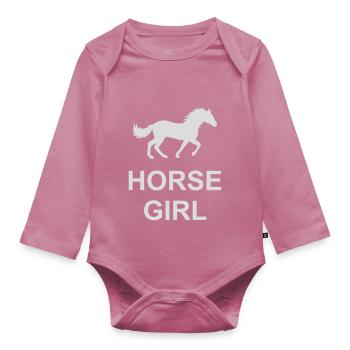 horse girl quote saying - Organic Longsleeve Baby Bodysuit - mauve - Front