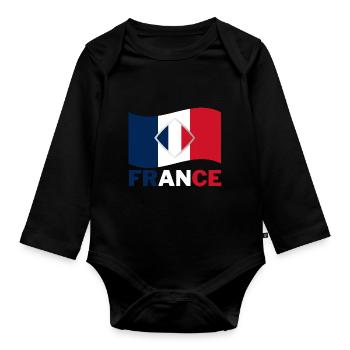 Maillot de football France I Football Drapeau Francis - Body Bébé bio manches longues - noir - Devant