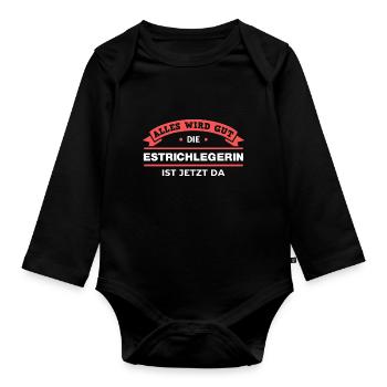 Estrichlegerin Design für stolze Handwerker - Baby Bio-Langarm-Body - Schwarz - Vorne