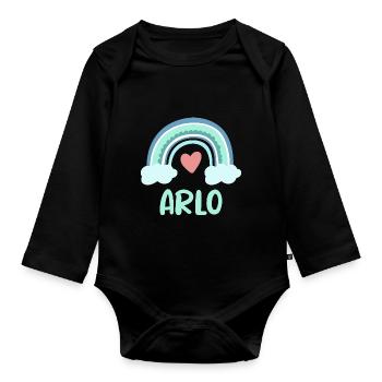 Arlo Name Rainbow Baby - Organic Longsleeve Baby Bodysuit - black - Front
