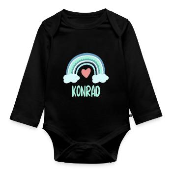 Konrad Nom Rainbow Baby - Body Bébé bio manches longues - noir - Devant