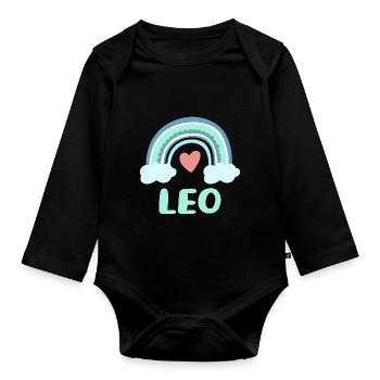 Leo Nom Rainbow Baby - Body Bébé bio manches longues - noir - Devant