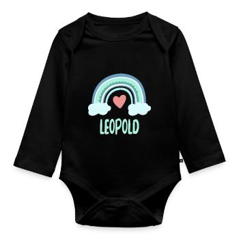 Leopold Nom Rainbow Baby - Body Bébé bio manches longues - noir - Devant
